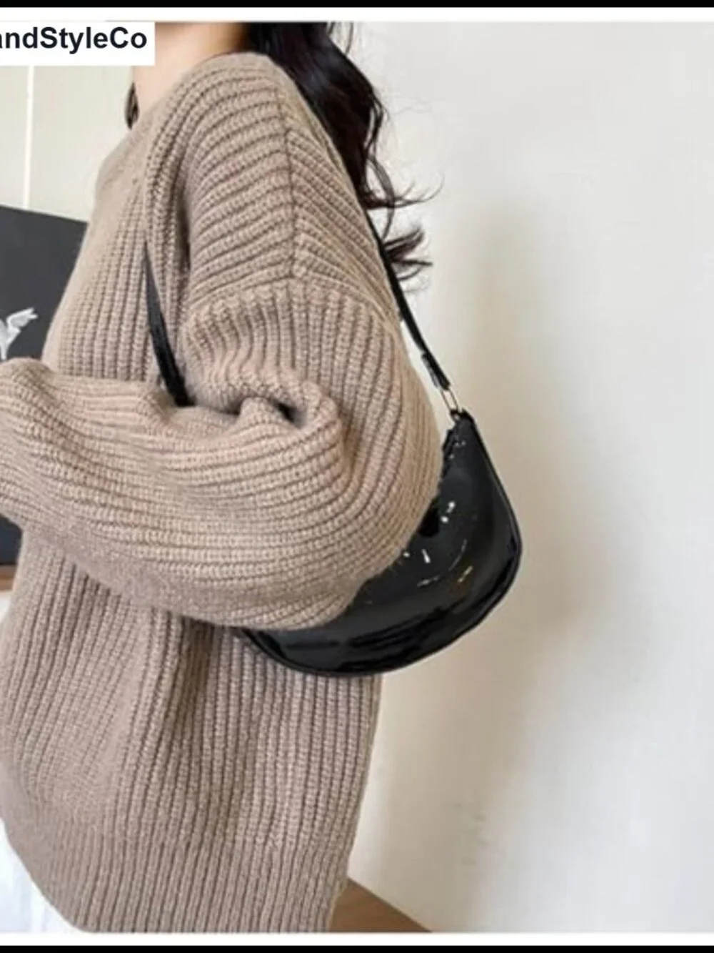 Vegan Patent Leather Hobo Clutch Mini Shoulder Bag